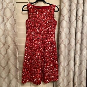 Talbots Elegant Red Floral Dress — Size 4